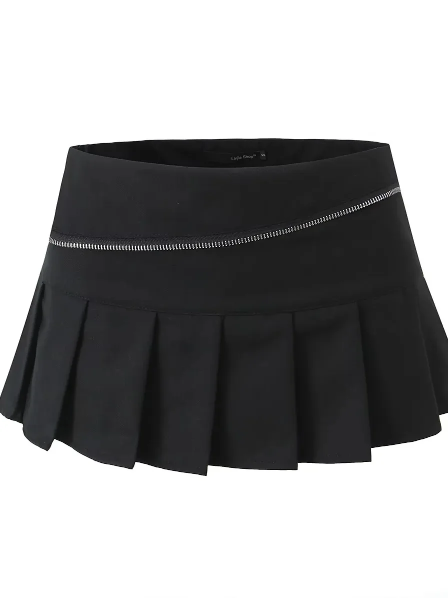 American Spicy Girl Super Short Skirt 2024 Summer New High Belt Bottom Pants Anti Shining Half Body Mini Pleated Skorts YC58