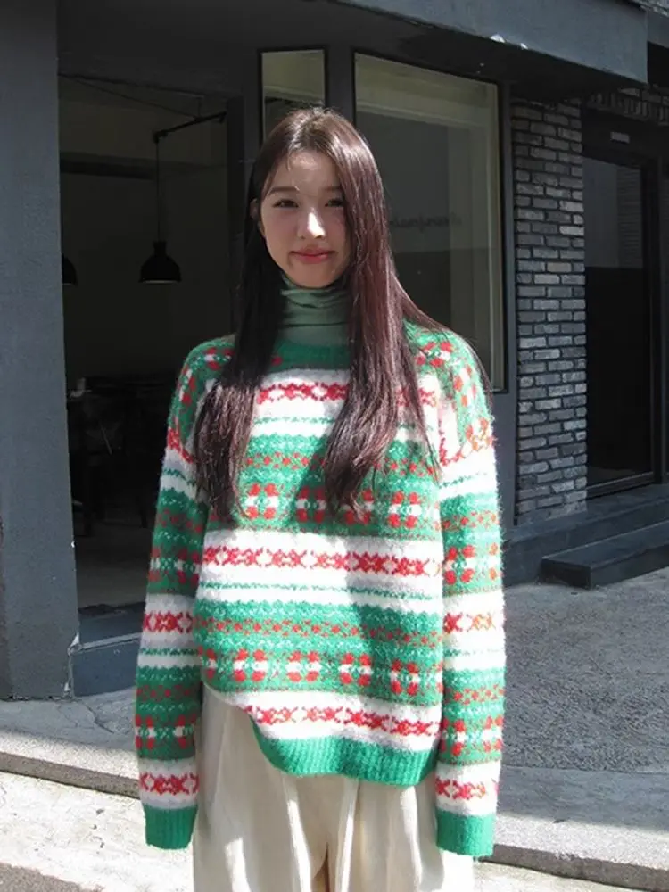 

Gagarich этнический жаккардовый свитер Fer Island женский 2025 дизайн Sense ниша осень-зима новый нежный стиль вязаный топ с круглым вырезом