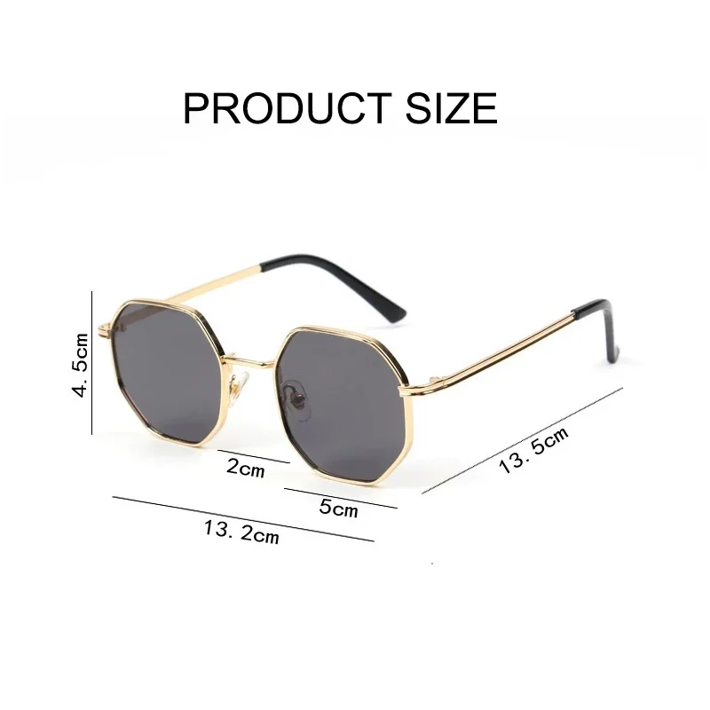 Fashion Boys Girls Octagon Metal Sunglasses Polygon Trend Children\'s Sun Glasses Kids Outdoor UV400 Eyewear
