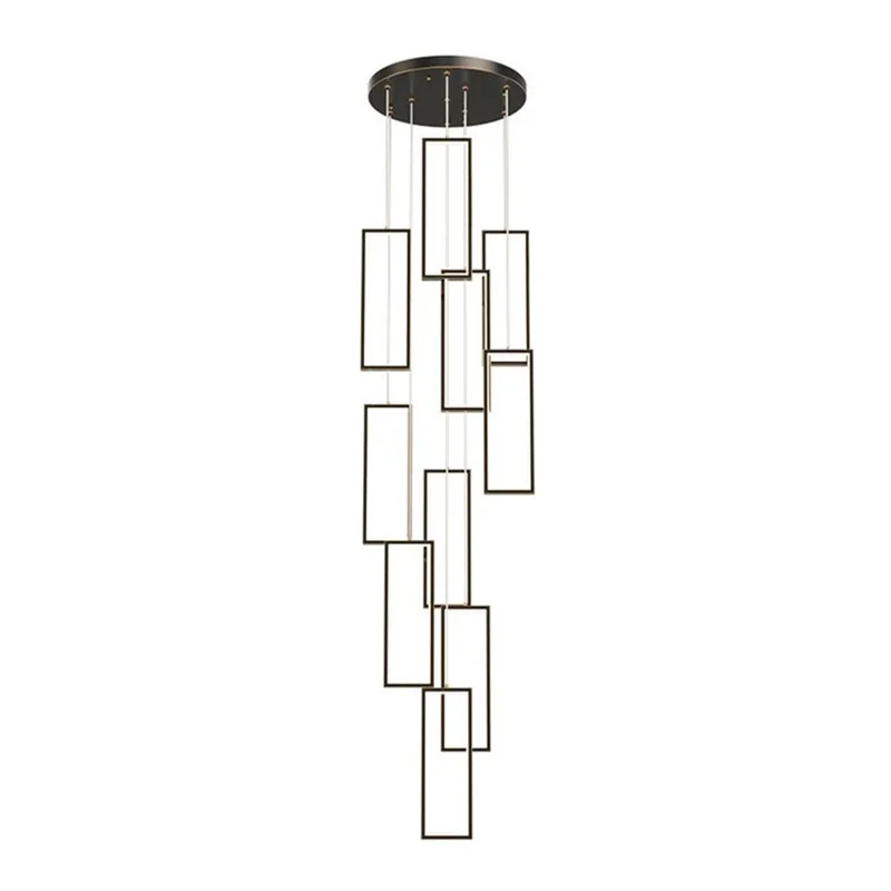 Imagem -06 - Modern Rectangle Led Chandelier Iluminação da Escada Sala de Estar e Jantar Pendant Light Home Decor Villa Pendurado Lâmpada