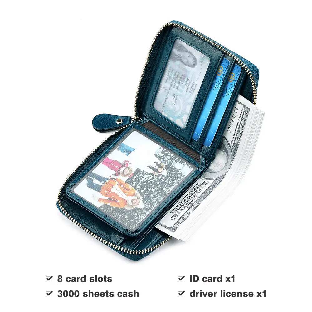 【Genuine Cow Leather】CHANPINCL Women's Short Luxury Wallet Coin Pocket Zipper Multi-Functional Original Leather Fashion