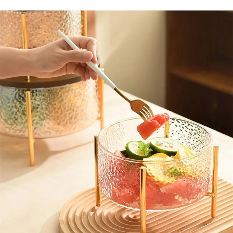 

Японская стеклянная тарелка с фруктами, круглая тарелка для салата, гостиной, рабочего стола, закуски, орехи, украшение для хранения, домашний десерт, посуда, подарок