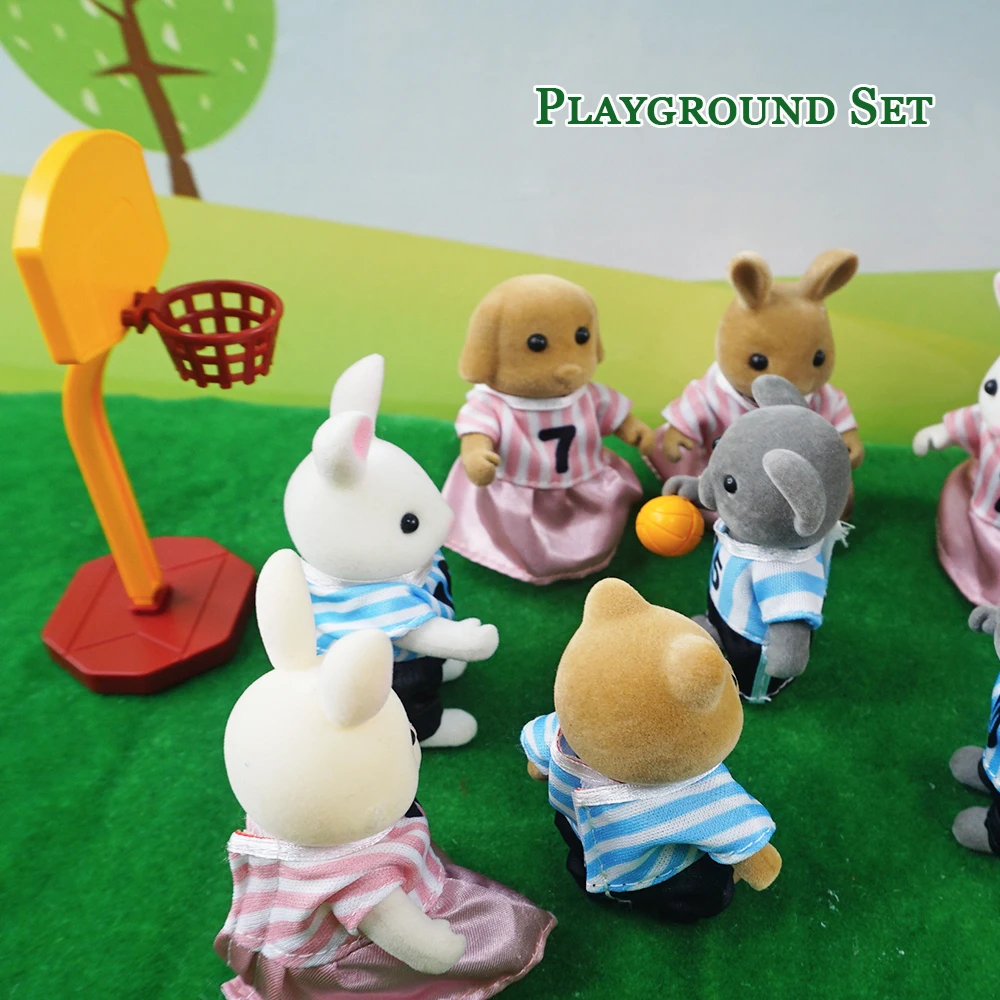 1/12 Forest Family Bunny Animal Football Sports Suit Doll House Accessories Miniature Furniture Basketball Toy For Girl Gift