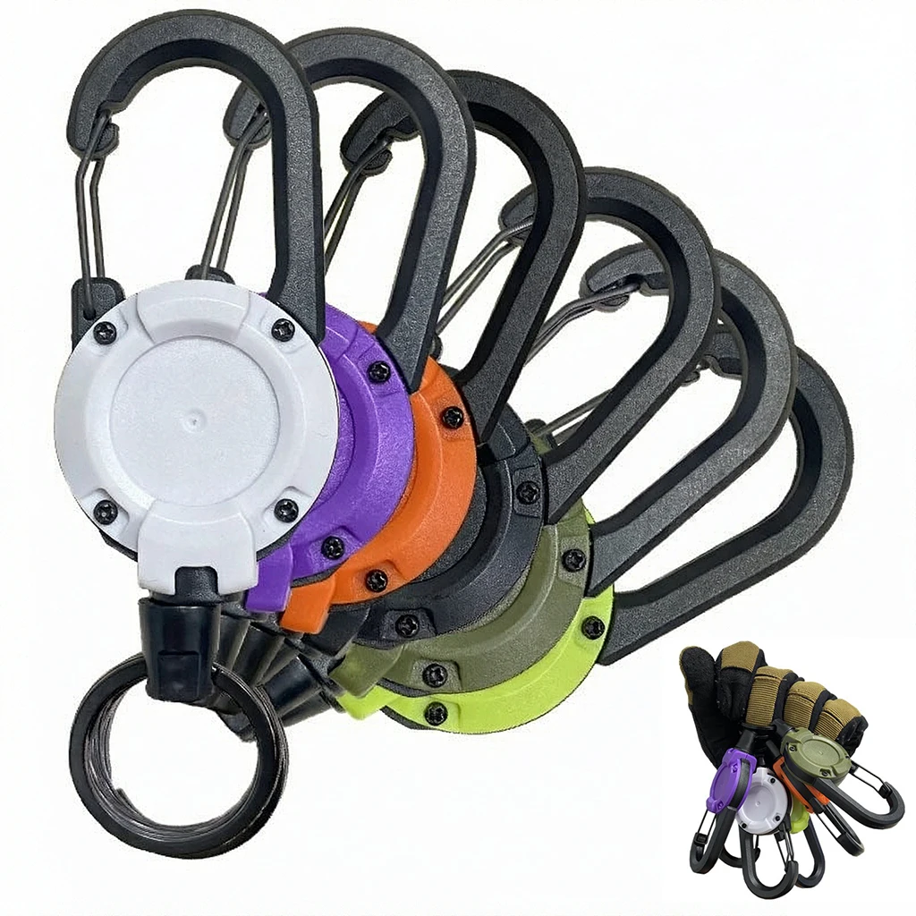 Multi-purpose Retractable Quick Hanging Buckle Tactical Telescopic Keychain Portable Anti-lost Tool for Camping Hiking Daily Use