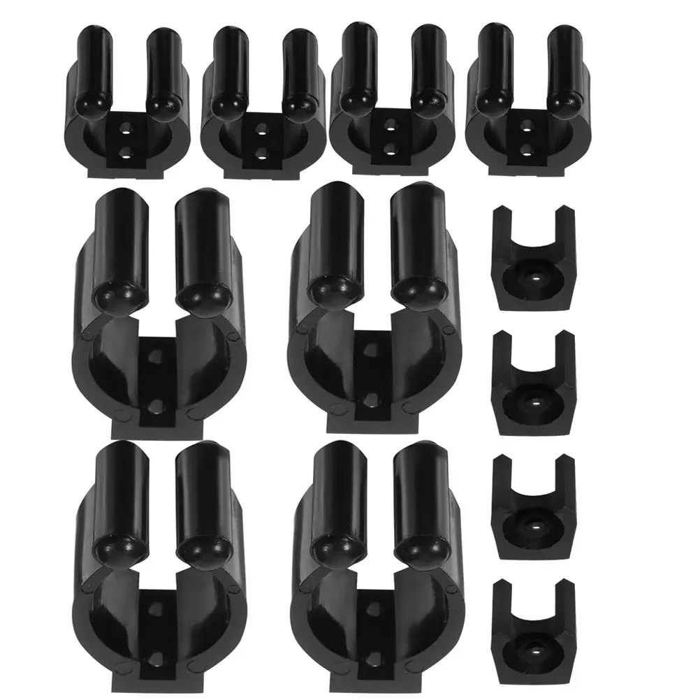 

12Pcs Wall Mounted Pool Cue Holder Snooker Cue Rack Fishing Rod Clamp Secure Locking Space Saving PP Material Wall Rod Bracket