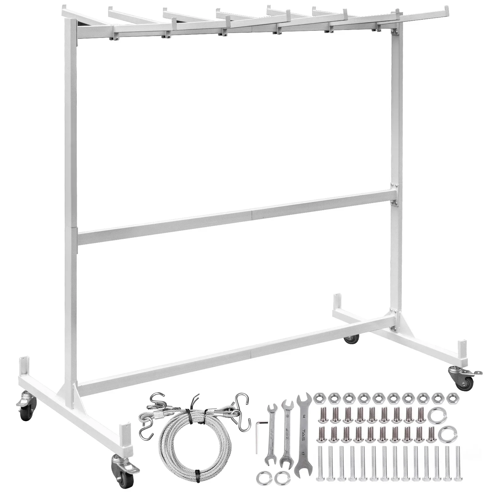 

1 Layer 3 Rows Folding Chair Dolly Cart W/Locking Casters Max 42 Chairs 12 Tables Steel Frame Of Rotating Wheel With Rope