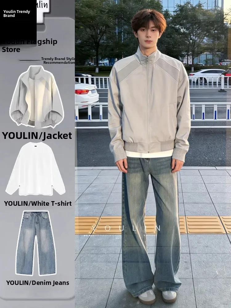 

Cleanfit Cool Stylish Men's Flight Jacket Set Short Casual Sportswear Spring Collection Long Sleeve Pants Youth Fashion