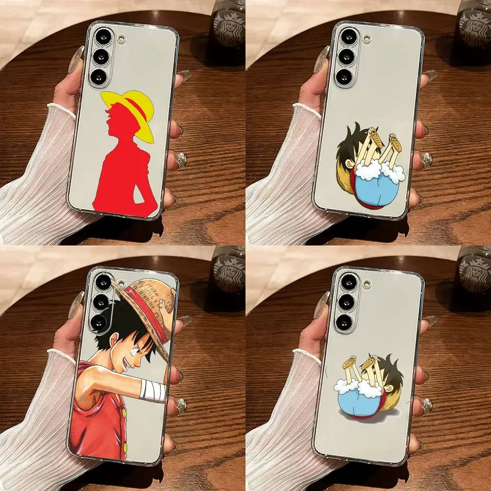 Anime One Piece Luffy Transparent Phone Case For Samsung Galaxy S25 S24 S23 FE S22 Ultra S20 S21 5G Soft Clear Cover