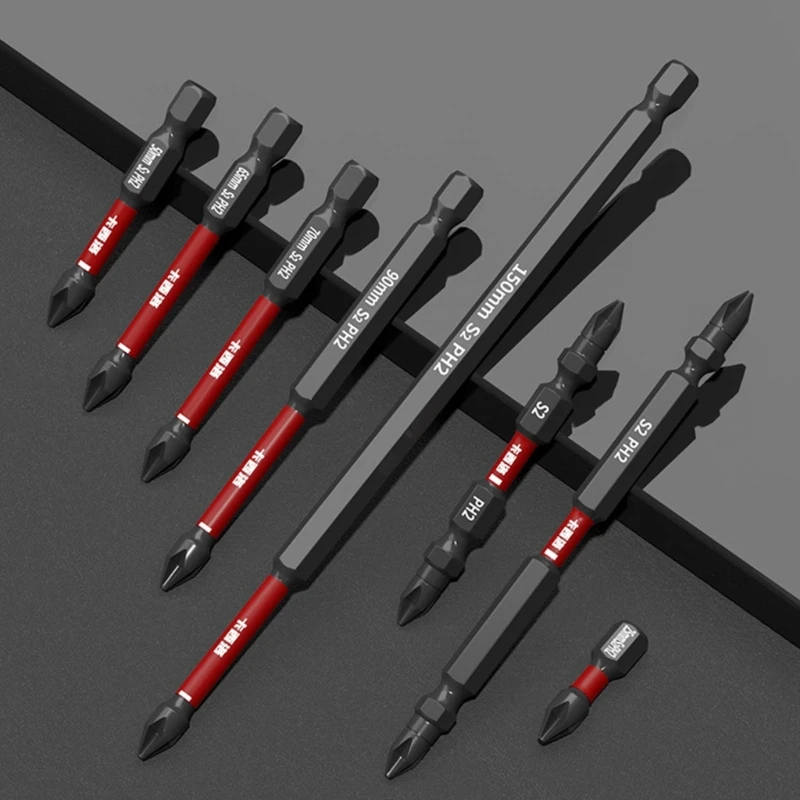 High Magnetic Screwdriver Bit Cross Slotted Screwdriver Bit 62HRC Hardness Tungsten Steel Long Impact Bit Repair Tool Dropship