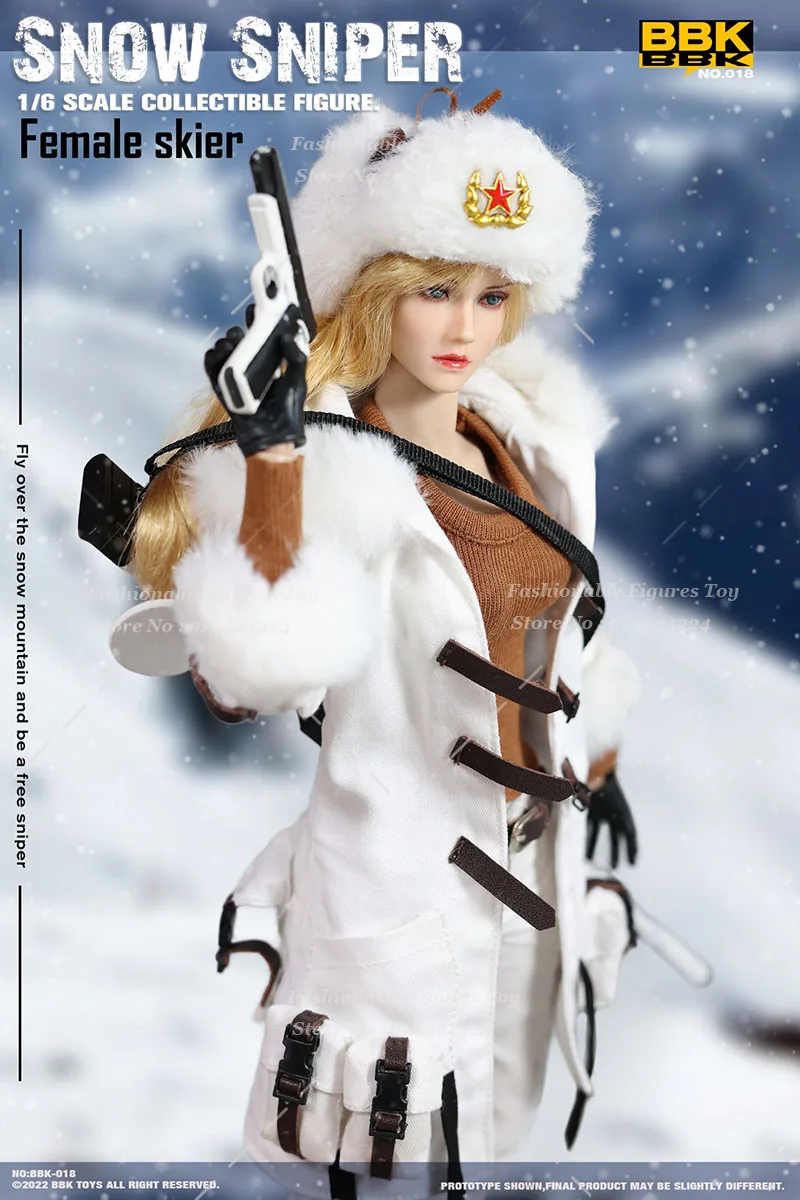 BBK BBK018 1/6 Scale Collectible Female Skier Snow Sniper Outdoor Combat Suit Version Full Set 12Inches Action Figure Body Toys