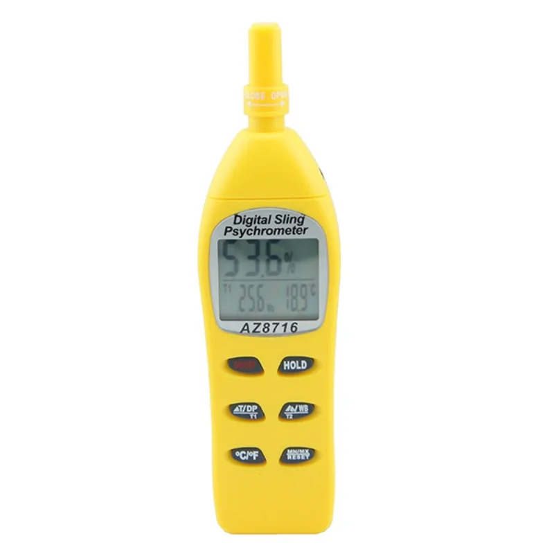 

AZ8716 Digital Temperature and Humidity Meter Nodal Dew Point Wet Bulb Temperature Meter with External Temperature Probe Stick