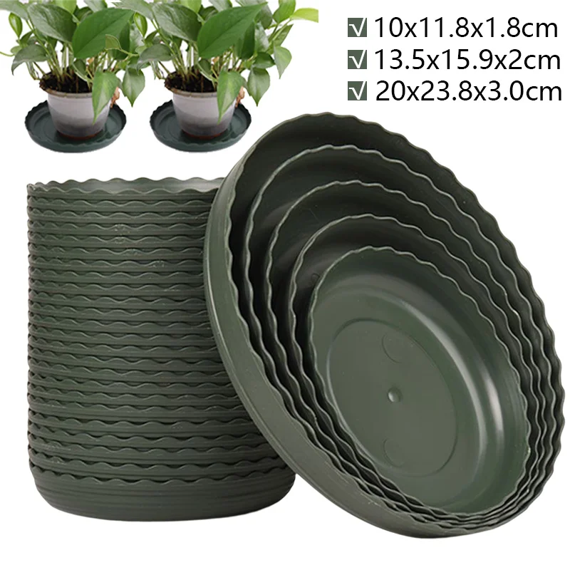 Plastic Flowers Pot Tray 3 Size Round Plant Saucer Drip Tray Base Saucer Reusable Indoor Outdoor Home Garden Flower Pot Supplies