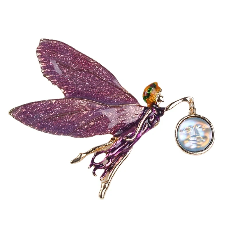 Medieval Winged Girl Hat Creative Brooch Cute Women's Bag Doll Clothing Accessories Pin