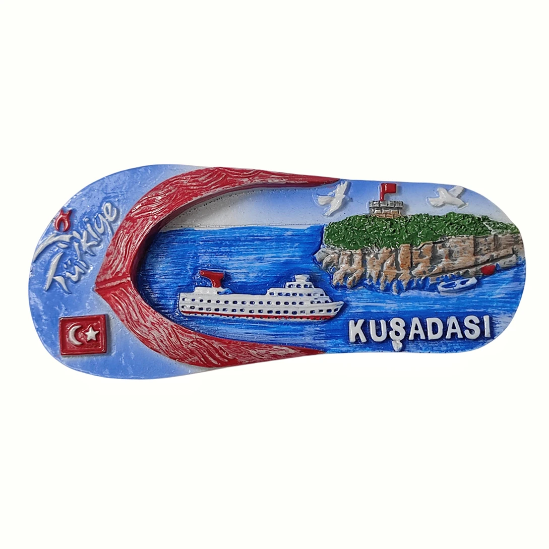 مغناطيس ثلاجة Kusadasi-Turkey ثلاثي الأبعاد قلاب ، تذكار مصنوع يدويًا ، هدية راتنج ، مجموعة ديكورات منزلية