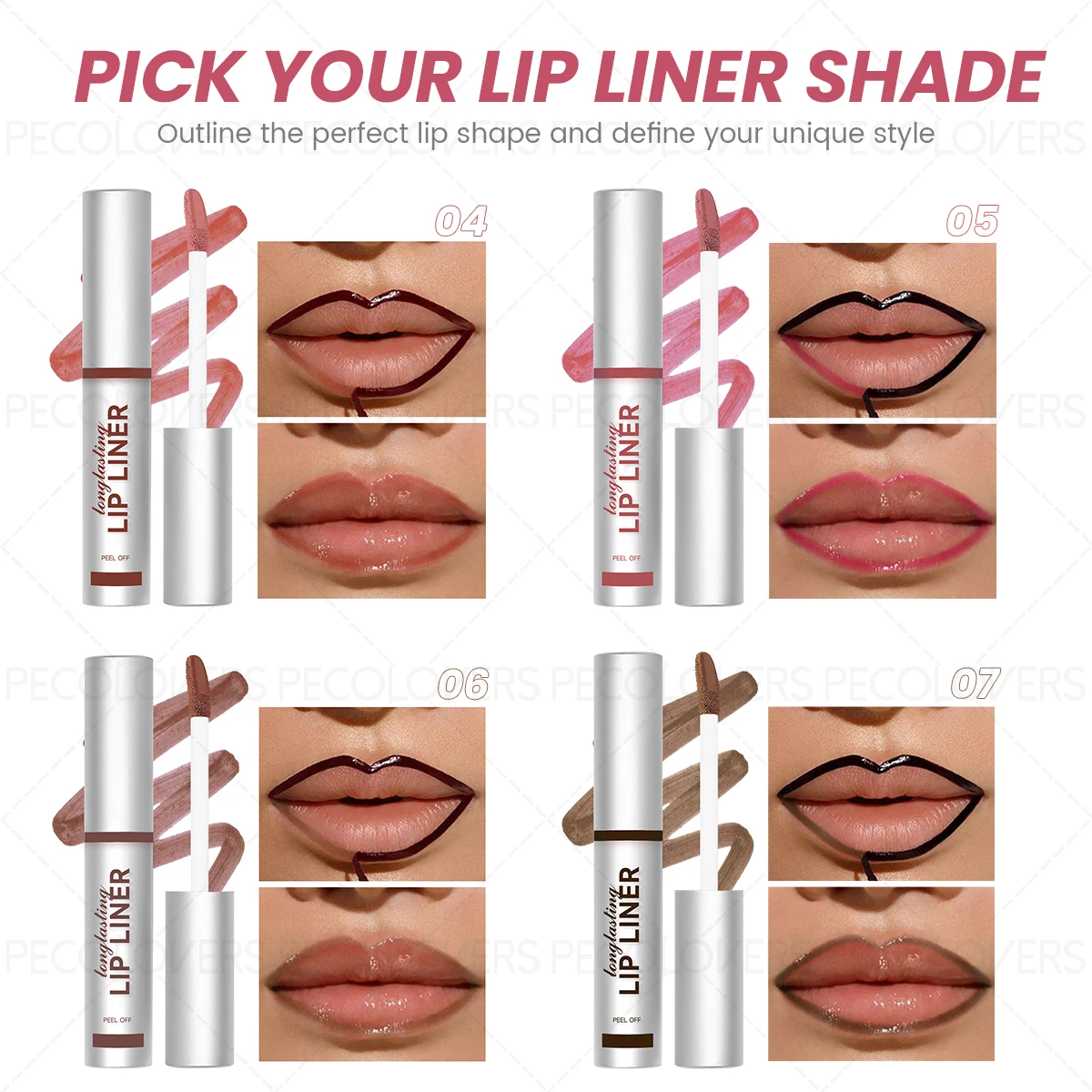 1개입 쉽게 벗겨지는 립 라이너, 방수 매트 립 틴트 립글로스, 맞춤형 립 라인 만들기, 오래 지속되는 고발색