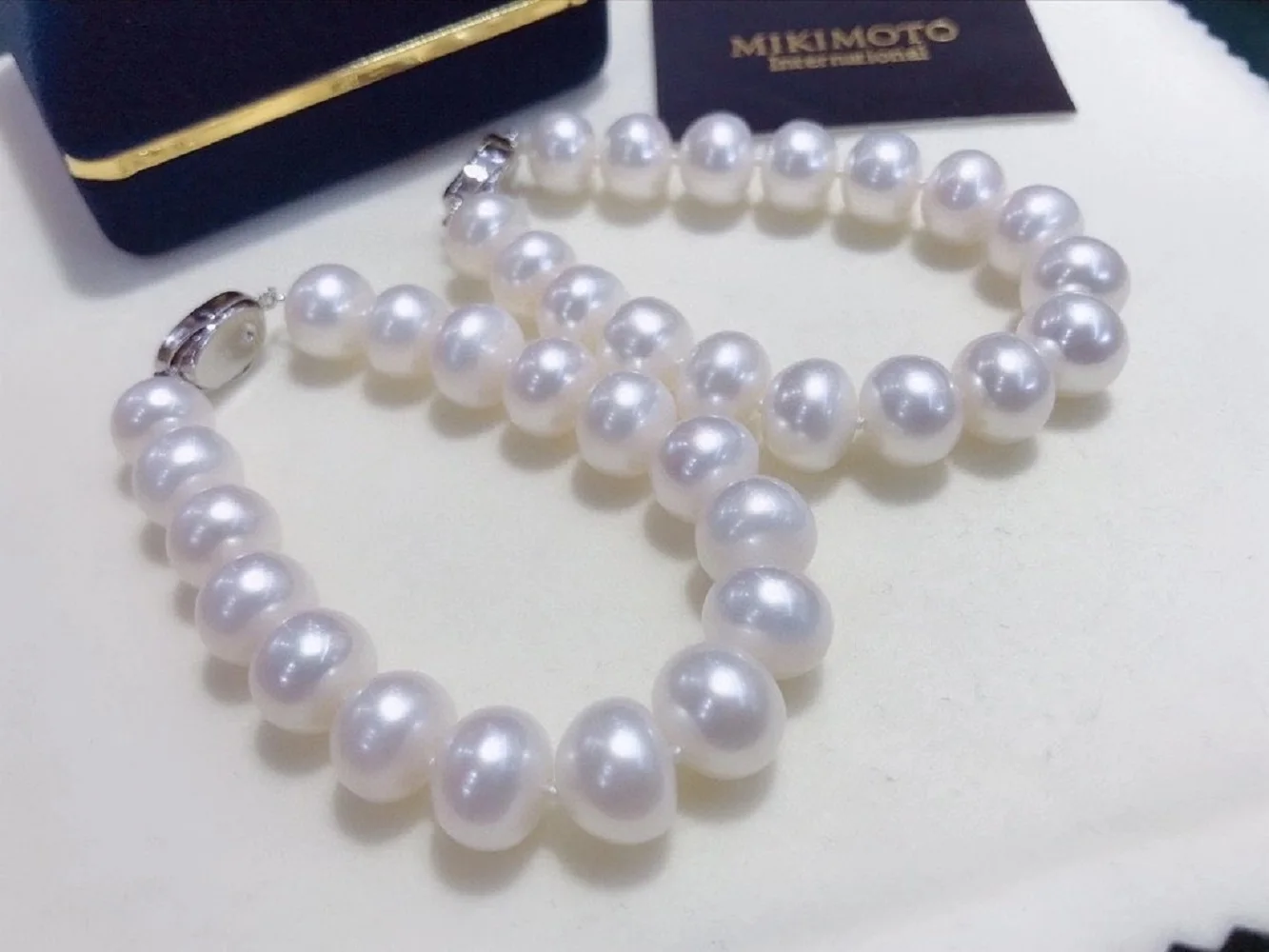 

Браслет из натурального белого жемчуга AAA10-11 мм, японский круглый браслет 7,5-8 дюймов/925 с