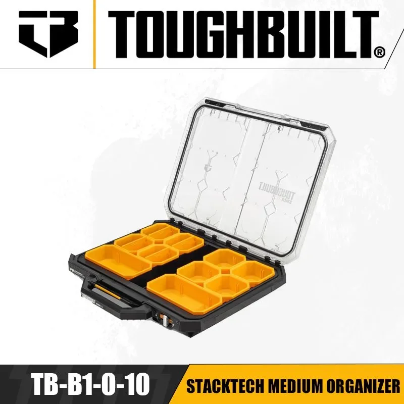 TOUGHBUILT Stackable Toolbox Center Lock Design Small Parts Box TB-B1-O-10C
