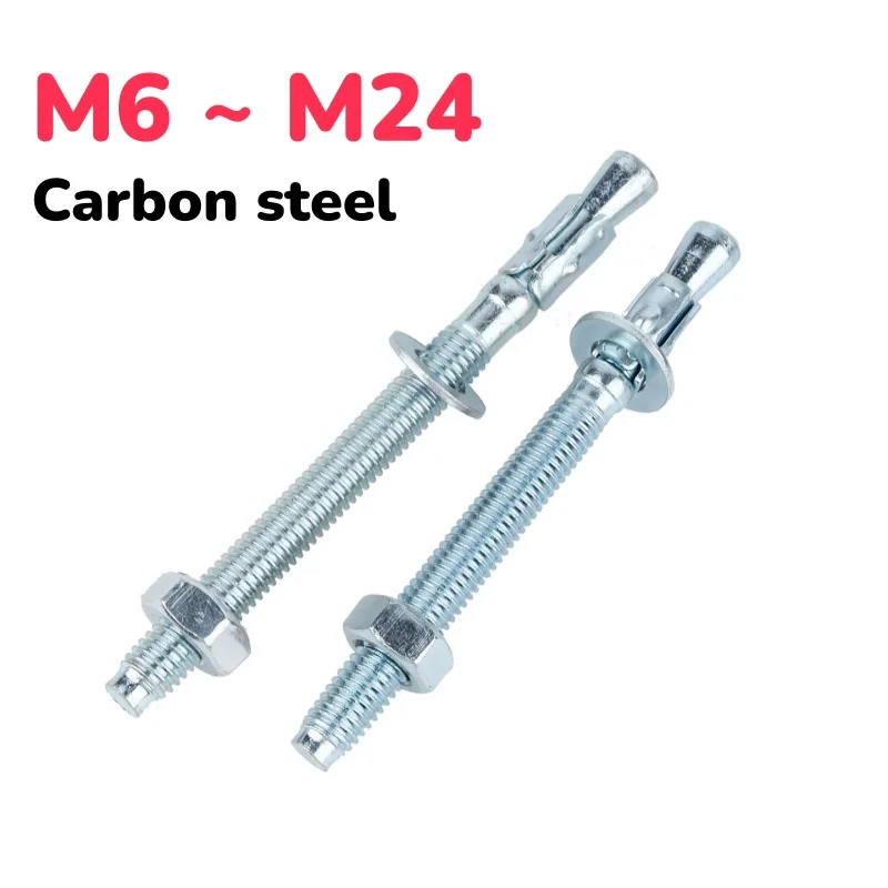 M6 ~ M24 Galvanised Carbon steel Expansion Screw Wedge Anchor Through Bolt Galvanized Internal Expansion Bolts For Car Repair