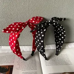 2024 Fashion Trend Women Wide Headband Bow Knot Cross Sweet Korean Style Polka Dot Hairband Cute Hair Hoop Headwear Headdress