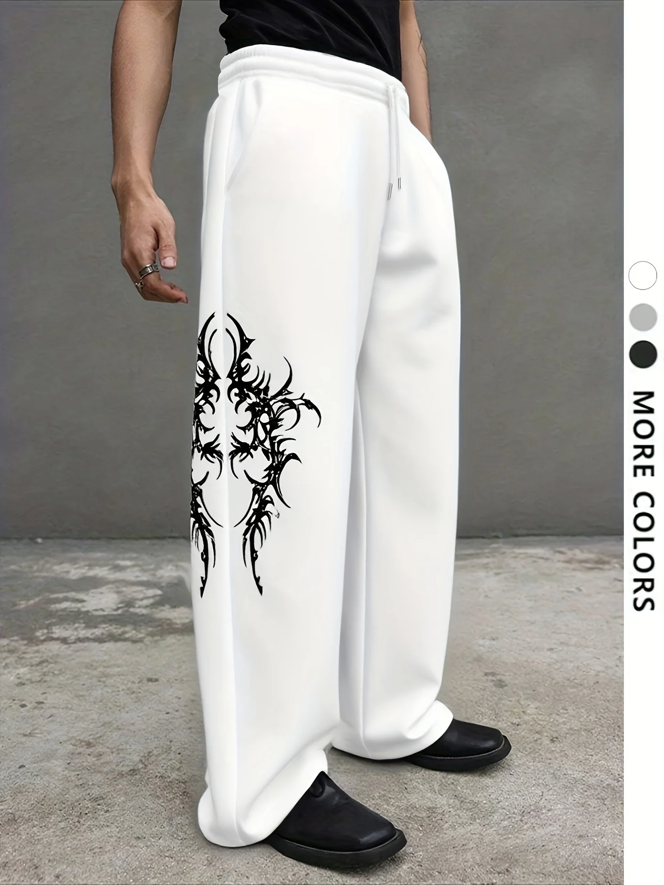 

Men's Gothic Dark Style Casual Jogging Pants, Loose Straight Drawstring Long Pants, Comfortable Jogging Pants for All Seasons