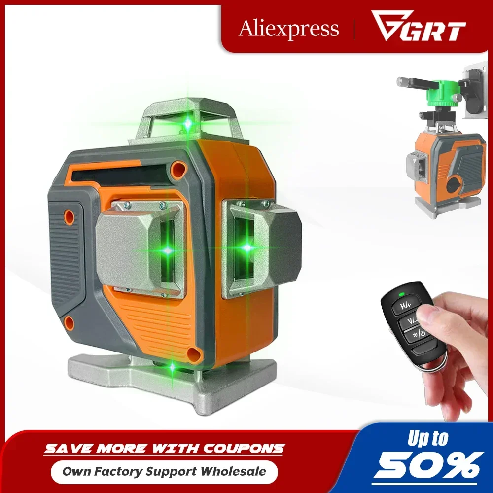 

Laser Level 12/16 Lines 3D/4D Self-Leveling 360 Horizontal and Vertical Cross Super Powerful Laser Level Green Beam Tools