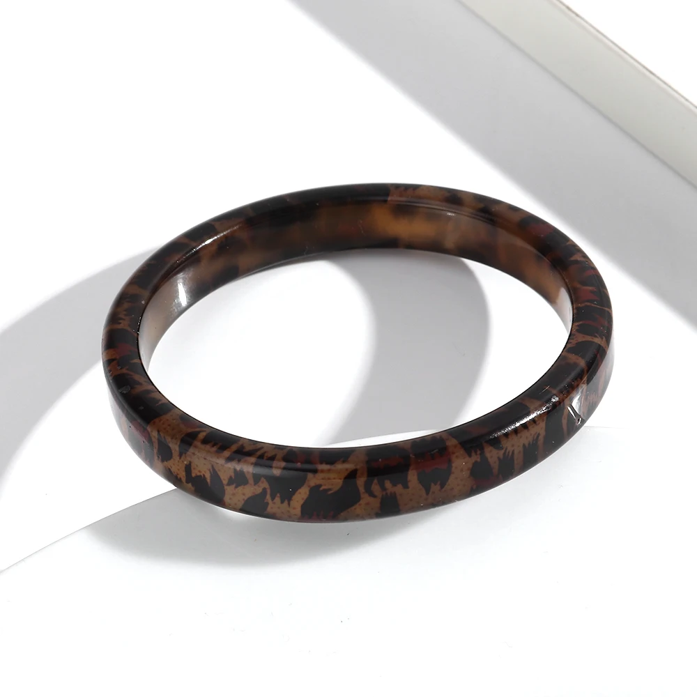 Vintage Leopard Runde Harz Armreif Armbänder für Frauen Acryl Geometrische Leopard Print Manschette Armreifen 2026 Mode Schmuck – Detail 10