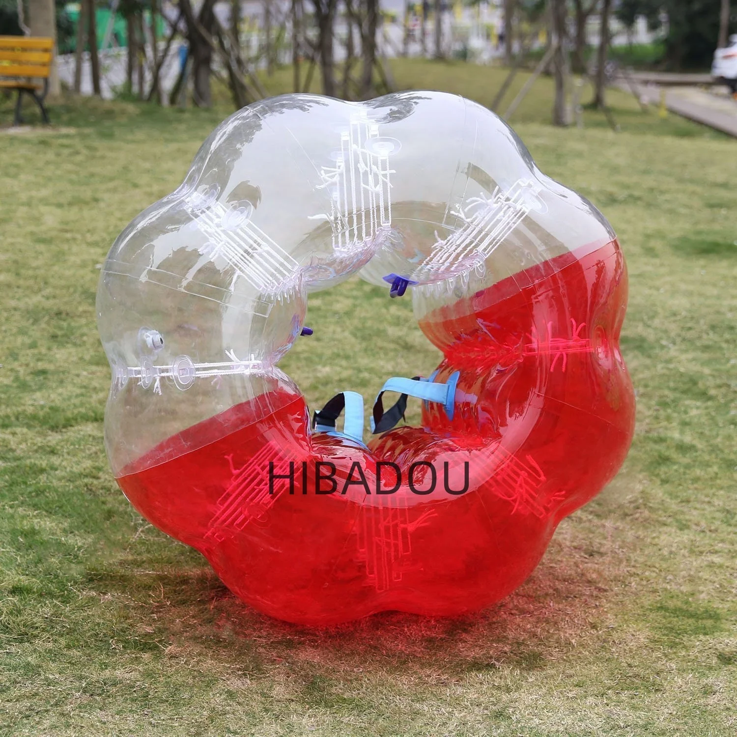 HIBADOU Bolas de burbujas de parachoques inflables de 5 pies, 1,5 m para adultos, bola de aldaba de hámster humano, cuerpo Zorb