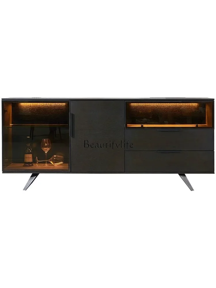 

ls 27Italian minimalist solid wood dining side cabinet glass wine cabinet