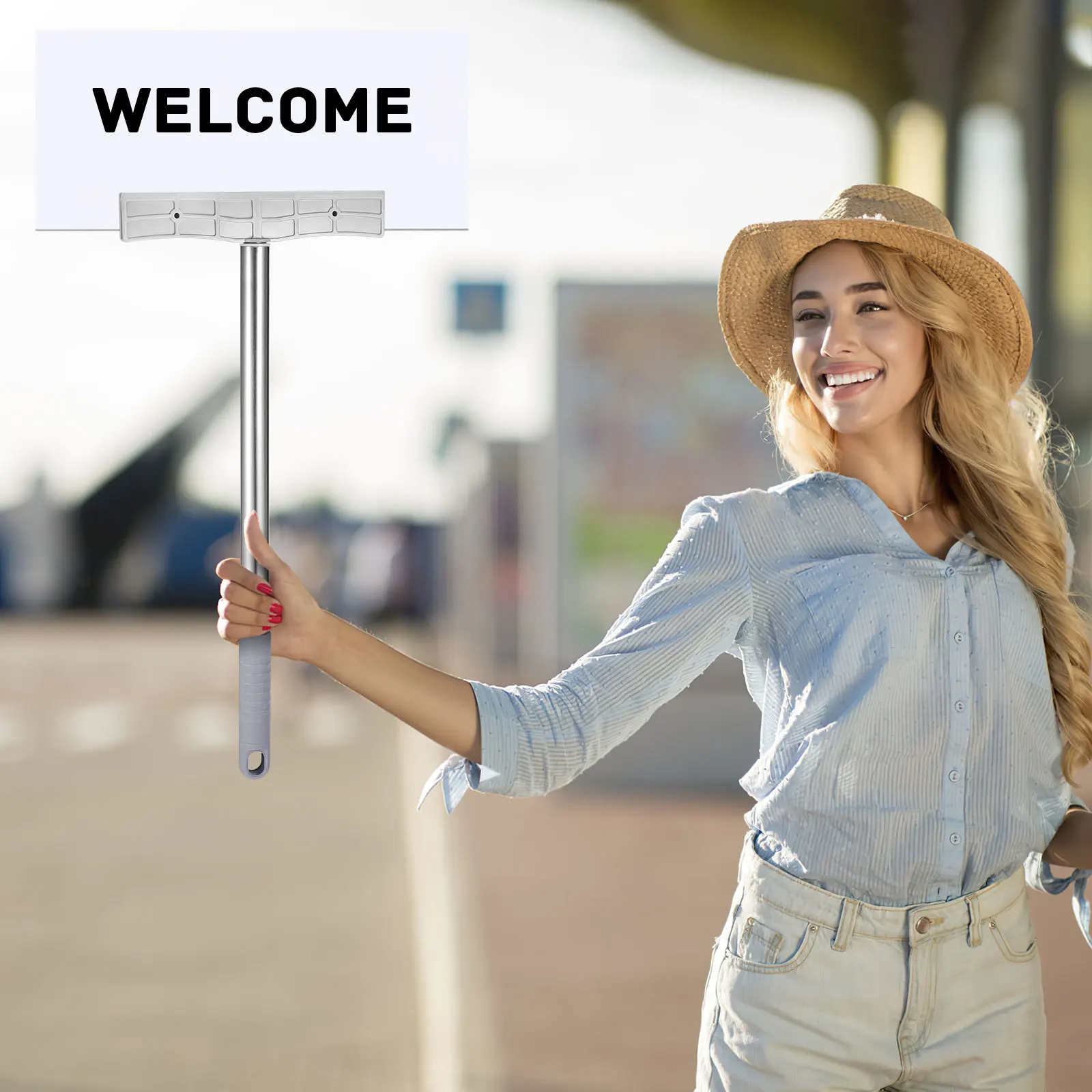 2pcs Stainless Signboard Rod Multi-Function High Placards Welcome Sign Stick Outdoor Sports Meetings Exhibition