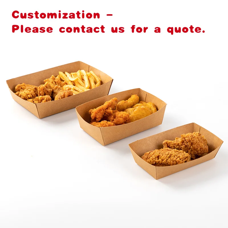 custom.LOKYO Custom Disposable Hot Dogs Chicken Nugget Chips Degradable Take Away Paper Food Tray Fast Food Packaging Boxes