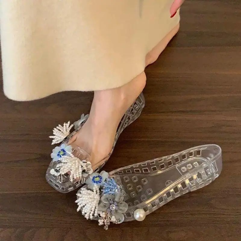 

Korean Pearl Sequin Shoe Charms Handmade Flower Jelly Shoes Shoe Buckle Hole Shoes DIY Shoe Accessories Jewelry Sandals Decor