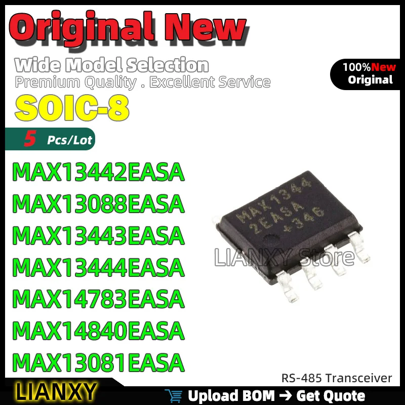 5pcs SOIC-8 MAX13442EASA MAX13088EASA MAX13443EASA MAX13444EASA MAX14783EASA MAX14840EASA MAX13081EASA RS-485 Transceiver New