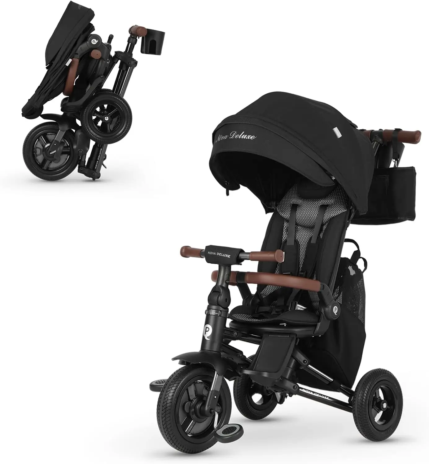 

8-in-1 Folding Toddler Bike Stroller with Removable Canopy & Rotatable Seat for Ages 10 Months to 6 Years