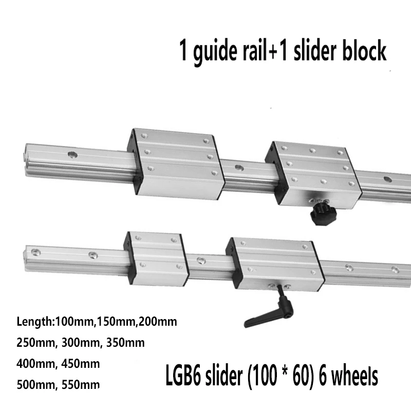 LGD Dual-axis Guide Rail LGD6 Linear +LGB6 (100 * 60) Slider Block With 6 Wheels 3D Printer Shaft 100-550mm Machine Tool CNC