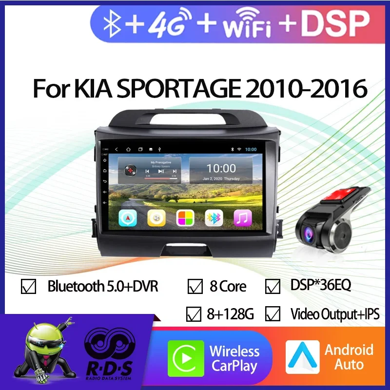 Radio mobil Android navigasi GPS untuk KIA SPORTAGE 2010-2016 Auto Radio Stereo pemutar Multimedia dengan Bluetooth WiFi Mirror Link