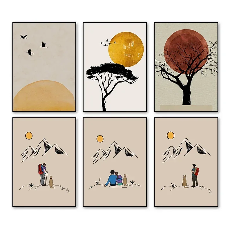 Minimalist Wall Art Mountain Hiking Inspirational Posters and Prints Canvas Painting for Living Room Modern Home Decor