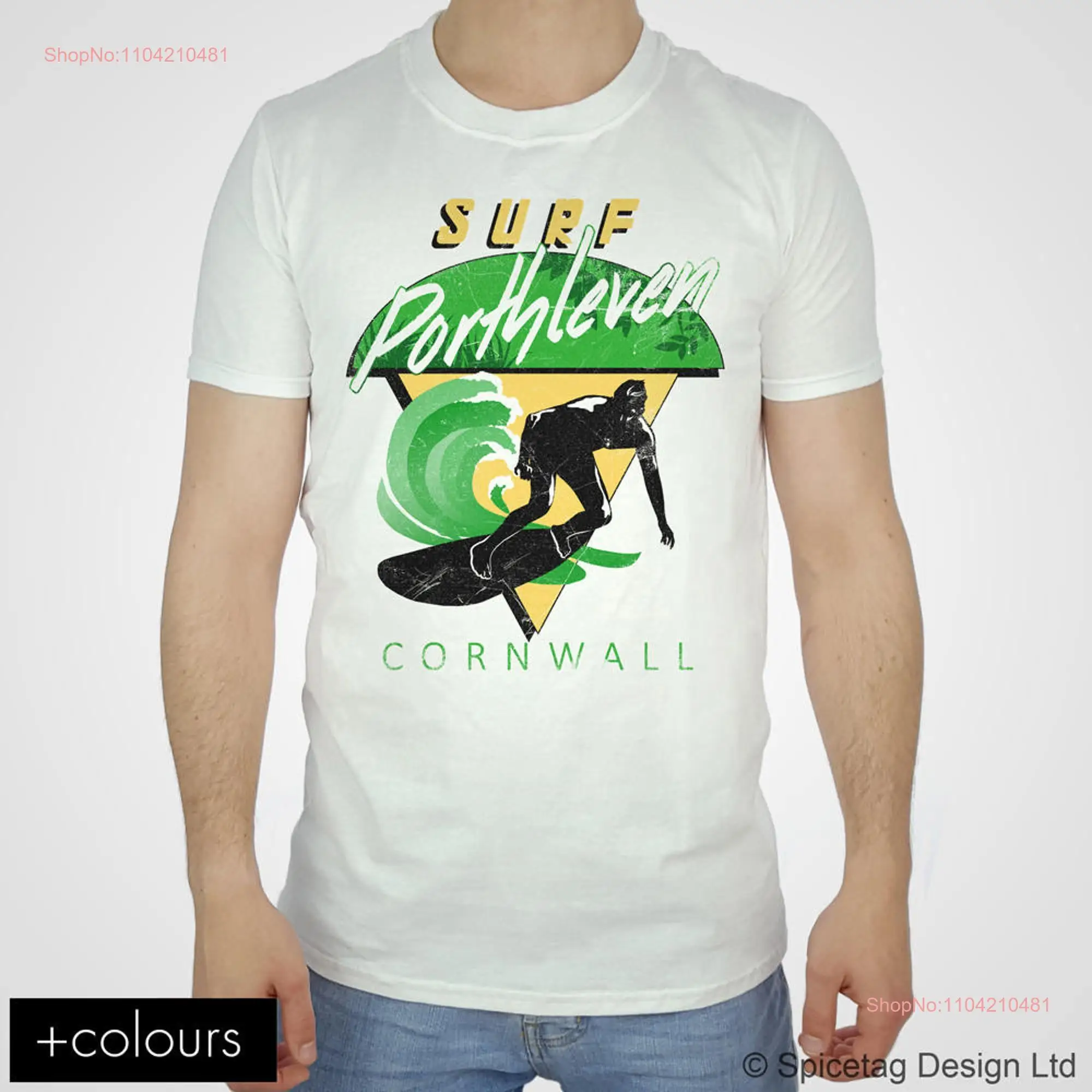 Surf Porthleven T shirt 70's Style Cornwall Surfing Retro 80's Sports Board Top Summer Vintage Indie Hipster Beach