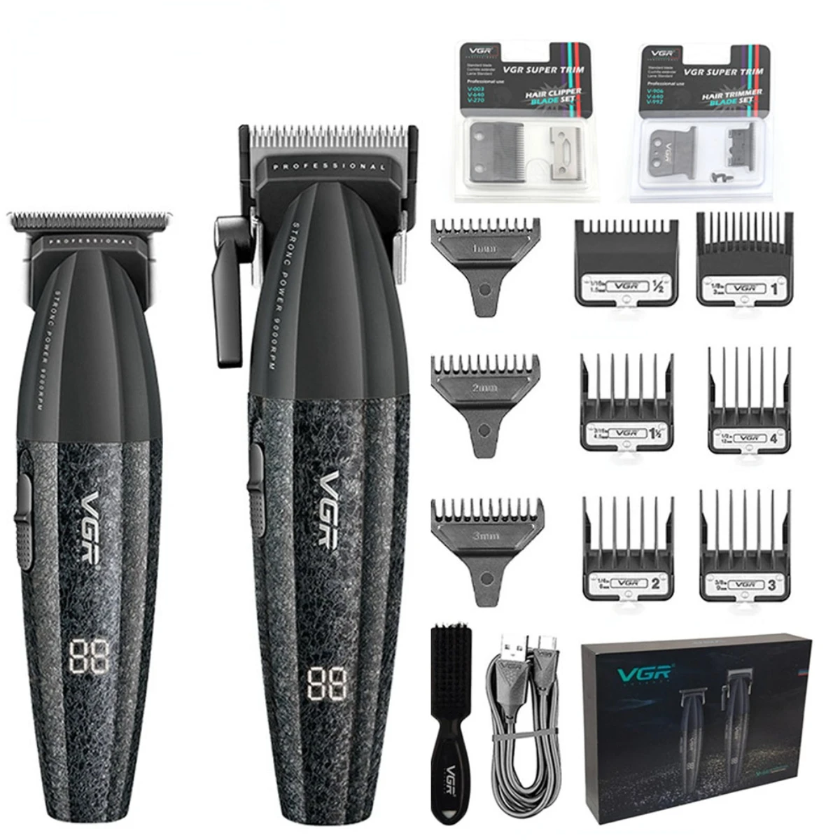 VGR Haarschneider Verbessert Professionelle Haarschneidemaschine Bester Kabelloser Haarschneider Bestseller Elektrische Haarschneidemaschine Schnäppchen 9000 U/min Einstellbar Haarschneider für Männer