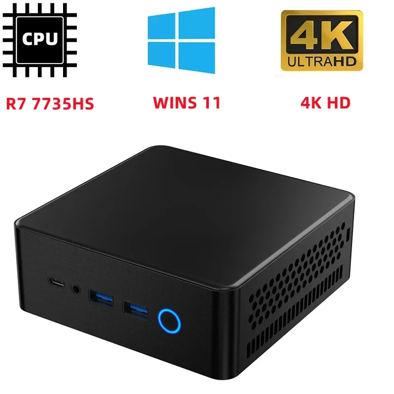 SZBOX MINI PC R7 7735HS Windows 11 Pro DDR5 4800Mhz NVME SSD PCle 4.0 WIFI BT5.0 4K 60Hz RJ45 1000M LAN Desktop Gaming Computer