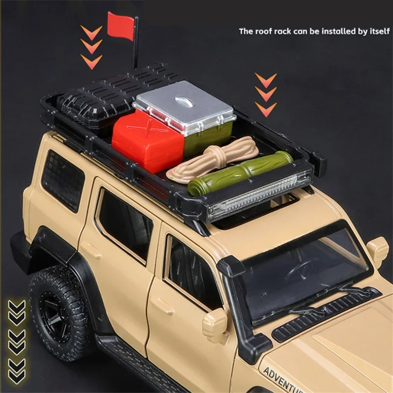 1:24 WEY Tank 300 Off-Road Modified Version SUV Alloy Car Model Diecasts Metal Car Model Sound Light Kids Toy Gift