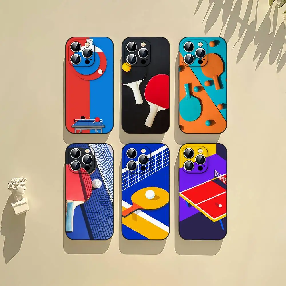 Tischtennisschläger Handyhülle Schwarz Passend für iPhone 17,16,15,11,13,14 Pro Max,Plus,X,Xr,Xs Max,13Mini
