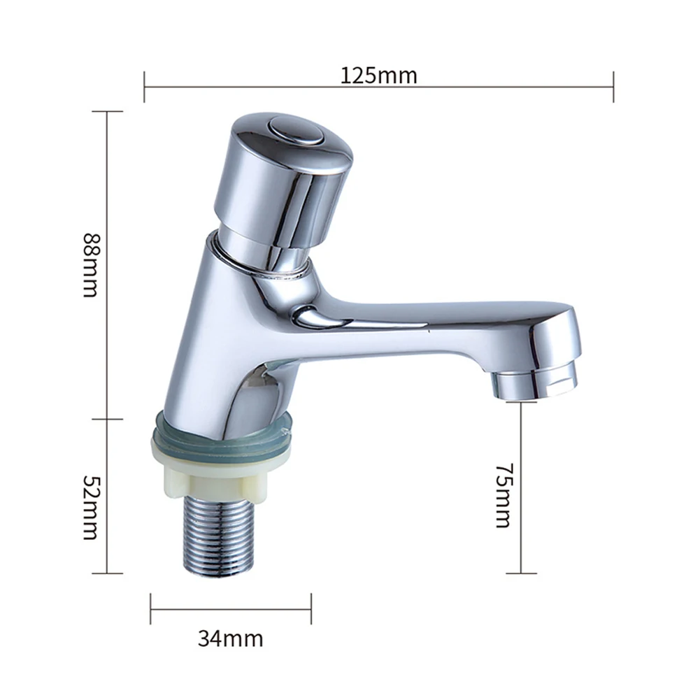 Flush Valve Time Delay Faucet Female Thread G1/2 Time Delay Faucet Time Delay Function Bathroom Water-saving Faucet