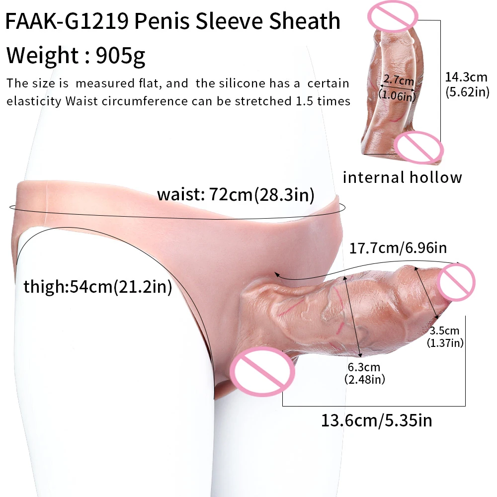FAAK القلفة الجوف دسار سيليكون سراويل واقعية القضيب المكبر القضيب كم موسع قابلة لإعادة الاستخدام الديك غمد القضيب مضخة #6