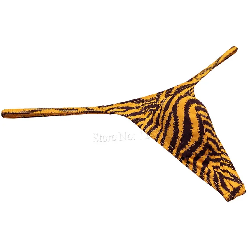 Men Tiger Stripe Micro Thong Underwear Posing T-back Well-looking Underwear Slim Pouch G-string Tangas