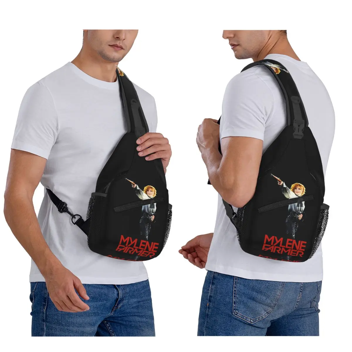 Mylene Farmer Nevermore Concert Chest Bag Men Sling Crossbody Backpack Chest Bag Travel Hiking Daypack Shoulder Bag