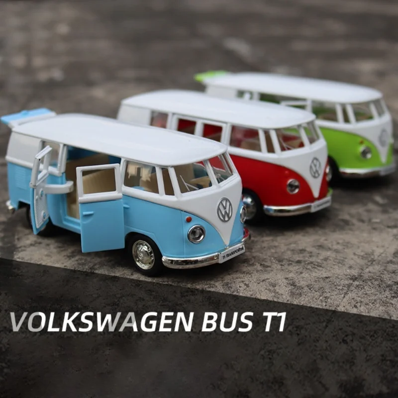 

1:36 Volkswagen VW T1 Bus Toy Car Model Alloy Diecast with Pull Back Doors Opened Van Models Best Gifts for Boys Kids Toy