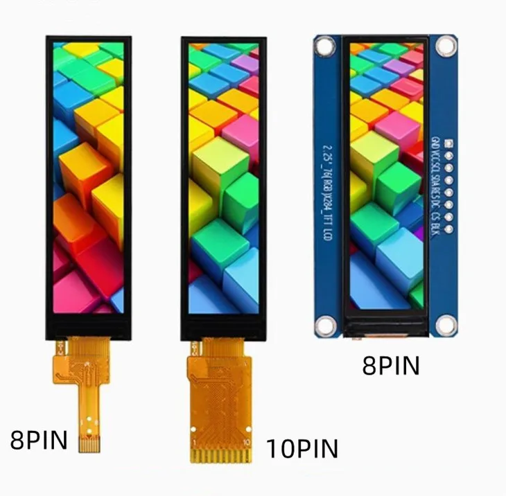 2.25 inch 8PIN/10PIN SPI TFT LCD Full Color Screen Module ST7789 Drive IC 76*284 Strip Screen