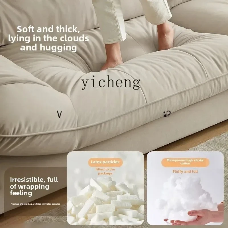 SA-2 Cream wind cat scratching flannel sofa living room cloud straight row small apartment fabric sofa bed