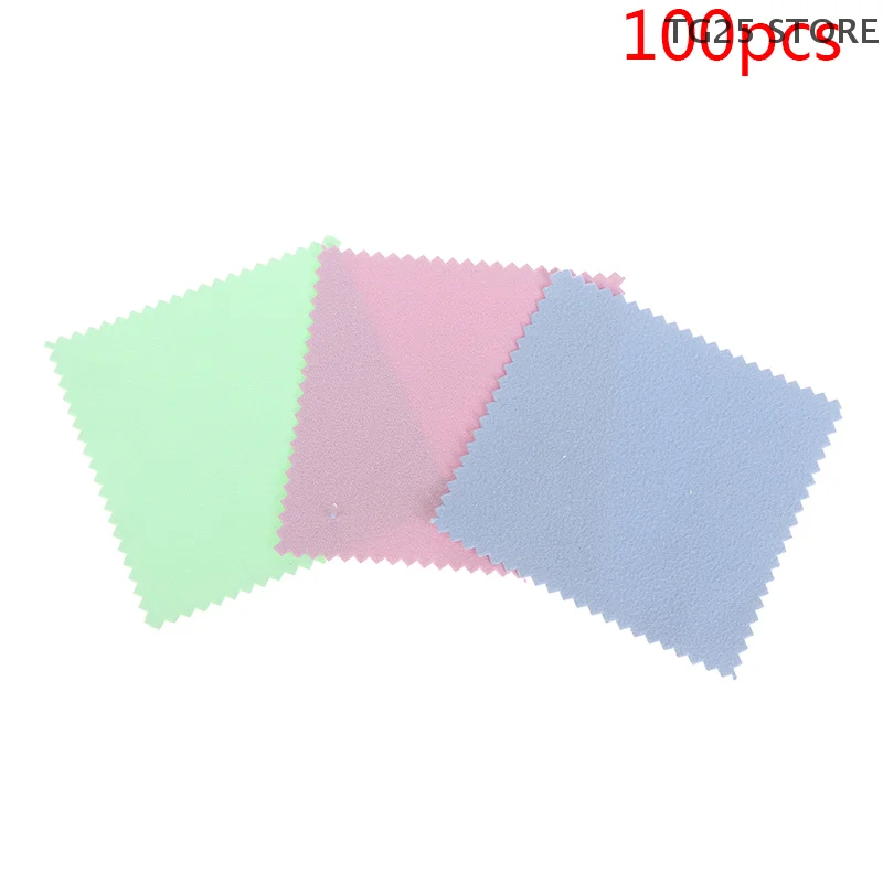100 Uds. Paño de limpieza y pulido de Color plateado paño de limpieza suave de herramientas de joyería