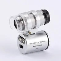 LED UV Illuminated 60X Pocket Microscope Mini Portable Jewelry Currency Magnifier Loupe